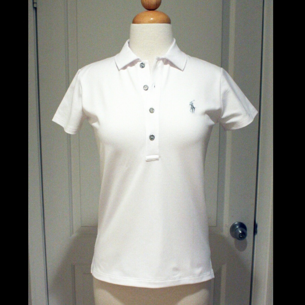 RALPH LAUREN TENNIS WHITE MESH POLO